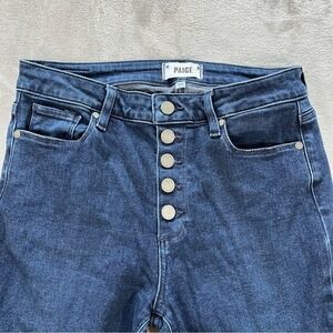Paige Hoxton Ankle Jeans Women 29 Dark Indigo High Rise Exposed Button Fly